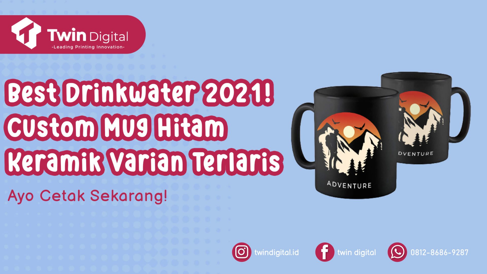 Custom Mug Hitam Keramik Varian Terlaris di Twin Digital!