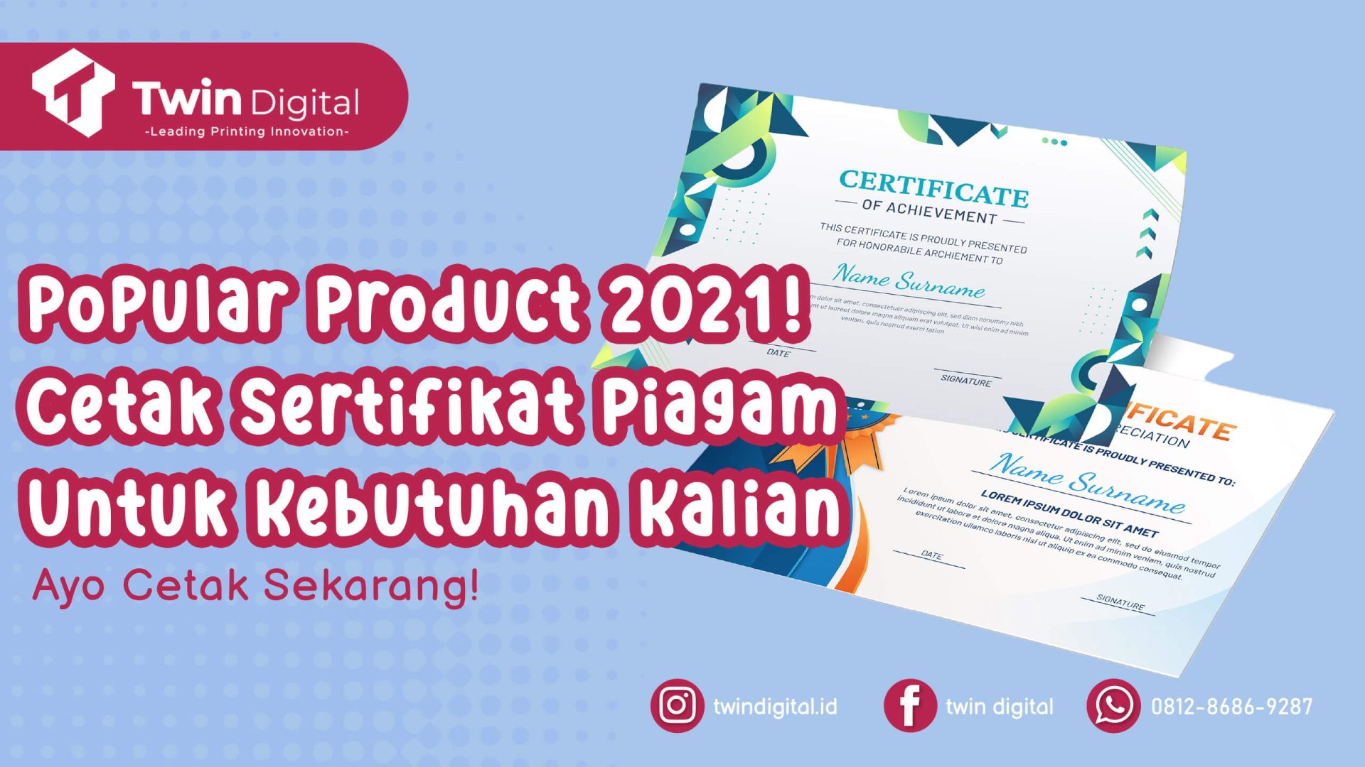 Cetak Sertifikat Piagam untuk Kebutuhan Portofolio!