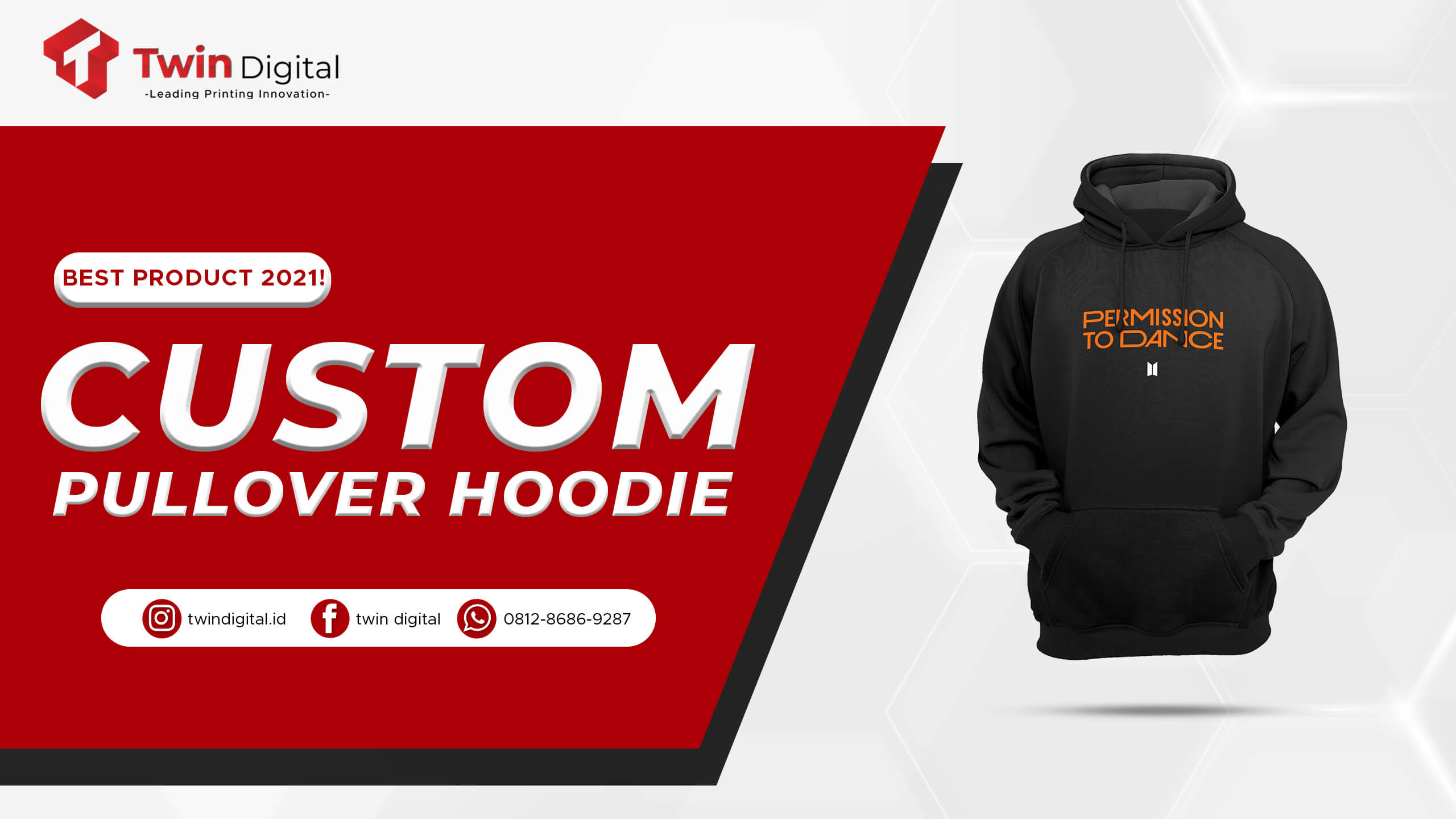 Custom Pullover Hoodie dengan Desain Kekinian