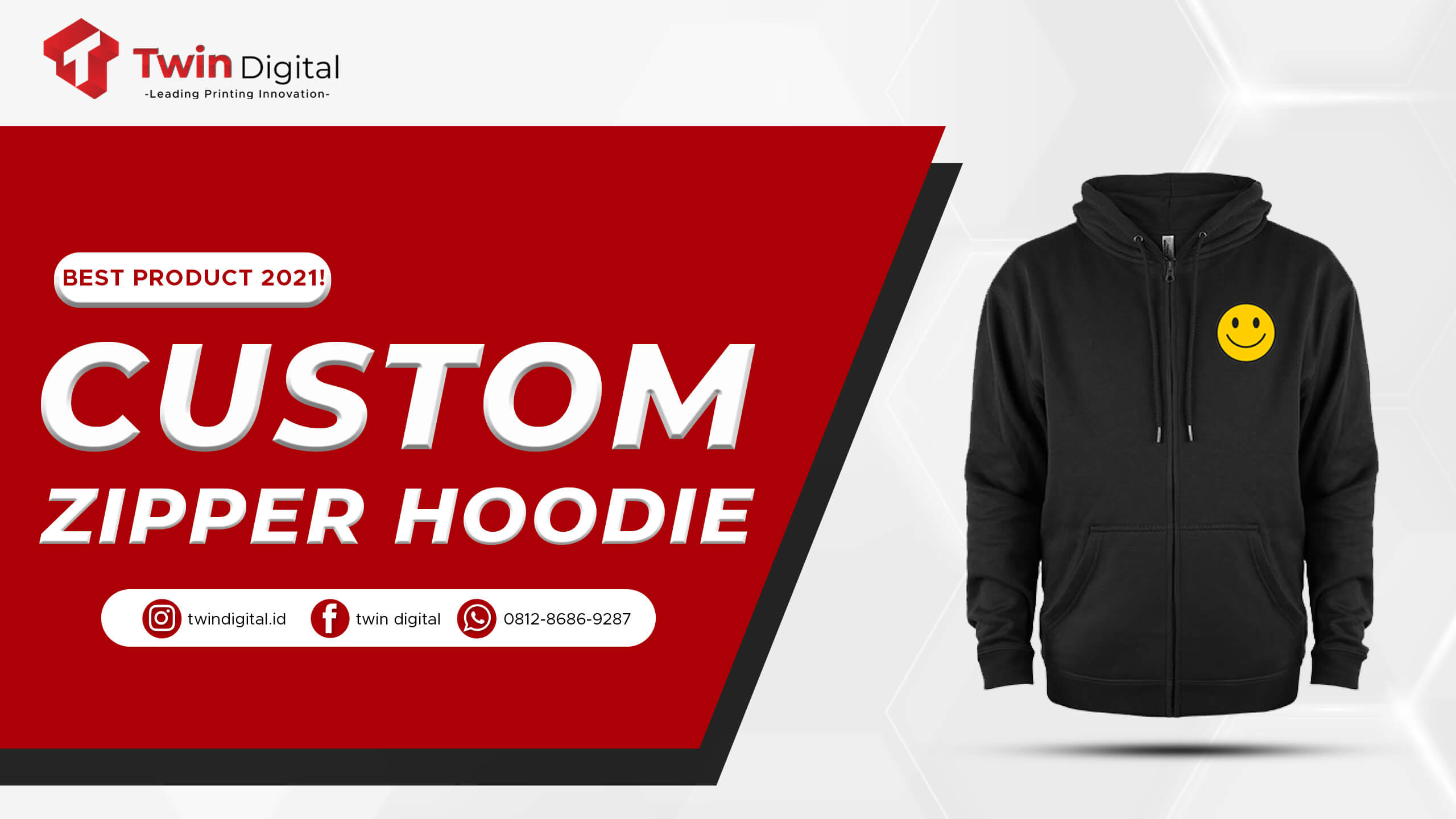 Custom Zipper Hoodie Desain Suka-Suka